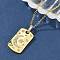 Brass Micro Pave Clear Cubic Zirconia Pendant Necklaces for Women, Real 18K Gold Plated, Rectangle, 17.80 inch(45.2cm), Pendant: 25x13.5x4mm
