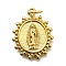 Virgin Mary Brass Pendants, with Jump Ring, Cadmium Free & Lead Free, Long-Lasting Plated, Real 18K Gold Plated, Rack Plating, Oval, 19x15x2.5mm, Hole: 3.5mm