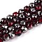 Electroplate Transparent Glass Round Beads Strands, Faceted, Dark Red, 7.5~8.5x7~7.5mm, Hole: 1.2~1.6mm, about 25~26pcs/strand, 6.89~7.48''(17.5~19cm)