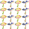 20Pcs 2 Styles Printed Wooden Pendants, Mushroom Charms with Sun, for DIY Jewelry Decorated Making, Mixed Color, 45x43~45x2mm, Hole: 2mm, about 10pcs/style