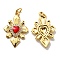 Rack Plating Brass Cubic Zirconia Pendants, with Enamel, Lead Free & Cadmium Free, Long-Lasting Plated, Heart, Real 18K Gold Plated, 27x17x3mm, Hole: 3.6mm