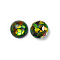 Transparent Resin Cabochons, with Sequin, Half Round, Dark Green, 12x5mm
