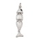 Brass Enamel Pendants, Fish, with Jump Ring, Cadmium Free & Lead Free, Rack Plating, Long-Lasting Plated, Platinum, White, 33x7x4mm, Hole: 3mm