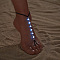 Luminous Resin Round Beaded with Glass Seed Beaded Anklets, Black, 8-5/8 inch(220mm)