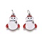 Brass Micro Pave Cubic Zirconia Pendants, with Enamel and Jump Ring, Christmas Snowman, White, Platinum, 19x14x4.5mm, Hole: 3.5mm