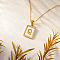 Rectangle 304 Stainless Steel Pave Natural White Shell Initial Pendant Necklaces for Women, Real 18K Gold Plated, Letter Q, 15.75 inch(40cm)