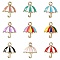 45Pcs 9 Colors Alloy Pendants, with Enamel, Umbrella, Mixed Color, 19x15~15.5x2~3mm, Hole: 2mm, 5pcs/color