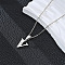 201 Stainless Steel Crystal Rhinestone Initial Pendant Necklaces, Stainless Steel Color, Non-Tarnish, Letter V, 15.75 inch(40cm)