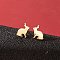 Stainless Steel Stud Earrings for Women, Left and Right, Rabbit, Golden, 6~12x5~11mm