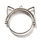 Alloy Open Back Bezel Pendants, For DIY UV Resin, Epoxy Resin, Cadmium Free & Nickel Free & Lead Free, Cat Shape, Platinum, 32x33x3.5mm, Hole: 1.5mm