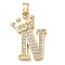 Rack Plating Brass Micro Pave Cubic Zirconia Pendants, Long-Lasting Plated, Lead Free & Cadmium Free, Real 18K Gold Plated, Letter N, 22~24x12~22x2mm, Hole: 3x4mm