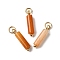 Natural Red Aventurine Pendants, Column Charms with with 304 Stainless Steel Jump Rings, Golden, 18.5~19x4~4.5mm, Hole: 3.5mm