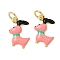 Brass Enamel Charms, Dog Charm, with Jump Ring, Rack Plating, Long-Lasting Plated, Lead Free & Cadmium Free, Golden, 13x10x3mm, Hole: 3.6mm