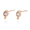 Brass Stud Earring Findings, with Loop and Cubic Zirconia, Teardrop, Clear, Nickel Free, Real 18K Gold Plated, 7.5x4mm, Hole: 1mm