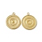 PVD Vacuum Plating 201 Stainless Steel Pendants, Flat Round Charm, Real 18K Gold Plated, 21x18x1.5mm, Hole: 1.8mm