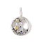 Luminous 925 Sterling Silver Rhinestone Constellation Charms, Glow in the Dark Enamel Constellation Charms with Oval Jump Rings, Antique Silver, Aquarius, 11.5x2mm, Hole: 4x5mm