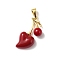 Brass Resin Pendants, Cherry Charms, Golden, 30.5x15.5x7mm, Hole: 4x7mm