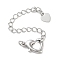 Brass Chain Extender, End Chains, Cadmium Free & Nickel Free & Lead Free, Heart, Platinum, 72mm