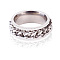 201 Stainless Steel Rings, with Curb Chains, Stainless Steel Color, US Size 11(20.6mm)