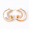 Brass Peg Bails Pendants, with Natural Shell, Nickel Free, for Half Drilled Bead, Moon, Real 18K Gold Plated, 20x15.5x5.5mm, Hole: 1.2mm, Pin: 0.8mm