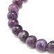 Bracelet extensible en perles rondes en lépidolite naturelle / mica violet BJEW-JB07743-02-5