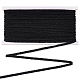 25mポリエステルムカデリボン  洋服アクセサリー  ブラック  1/4インチ（7.5mm）  約27.34ヤード（25m）/カード OCOR-WH0078-94D-1