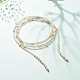 Collar multicapa de perlas naturales y semillas de vidrio con cuentas y nudo de cuerda para mujer NJEW-JN03908-03-2