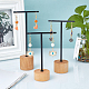 FINGERINSPIRE Black Metal 3 Pcs T Bar Earring Display Stand with Wooden Base Jewelry Holders Hanging Jewelry Organizer for Store Retail Photography Props【Black- Round Base EDIS-WH0016-02-5