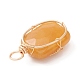 Natural Yellow Jade Copper Wire Wrapped Pendants PALLOY-JF02131-02-2