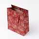 花柄の長方形の厚紙紙袋  ギフトバッグ  ショッピングバッグ  ナイロンコードハンドル付き  インディアンレッド  14x11cm CARB-F004-01A-1
