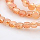 Full Rainbow Plated Frosted Glass Faceted Flat Round Beads Strands EGLA-A033-F4mm-FR08-1
