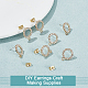 Nbeads 30Pcs Brass Rhinestone Circle Ring Stud Earring Findings KK-NB0003-19-4