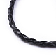 トレンディな編みこみの模造革のネックレス作り  アイアンエンドチェーンとカニカン付き  白金金属色  ブラック  17インチ X-NJEW-S105-017-3