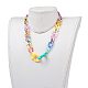 Personalized Rainbow CCB Plastic & Acrylic Curb Chain Necklaces NJEW-JN02878-02-5
