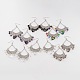 Tono platino orecchini in ottone perle di vetro per lampadari EJEW-JE01966-1