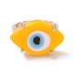 Lampwork Oval with Evil Eye Open Cuff Ring RJEW-I086-13G-07-2