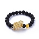 Bracelets extensibles à perles rondes en pierre de lave naturelle BJEW-JB05118-04-1