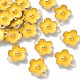 ライトゴールドメッキの合金エナメルペンダント  花のチャーム  ゴールド  13x11.5x3mm  穴：1.6mm ENAM-YW0002-20G-2