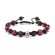 3Pcs 3 Color Round Synthetic Turquoise(Dyed) Braided Bead Bracelets Set with Alloy Skull BJEW-JB07863-3