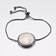 Justierbare messing micro pave zirkonia shell bolo armbänder BJEW-H557-09-3