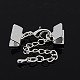 Brass Ribbon Ends with Lobster Claw Clasps and Chains KK-K004C-S-1