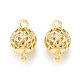 Brass Micro Pave Clear Cubic Zirconia Connector Charms KK-P228-70G-2