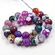 Dyed Natural Fire Crackle Agate Faceted Round Bead Strands G-O038-24E-3