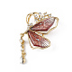 Broche de mariposa de resina con rhinestone de cristal JEWB-P016-05KCG-02-1