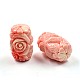 Carved Column Dyed Synthetical Coral Beads CORA-P001-05-32mm-1