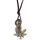 Adjustable Men's Zinc Alloy Pendant and Leather Cord Lariat Necklaces NJEW-BB16012-A-2