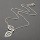 Set di gioielli con pendente a foglia in ferro placcato color argento: orecchini e collane SJEW-JS00799-3