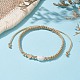 Braccialetti con perline intrecciate in ottone e perle naturali BJEW-JB09721-01-2