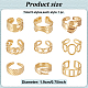 Anattasoul 9 шт. 9 стиля титановая сталь открытая манжета кольцо для женщин RJEW-AN0001-05-2