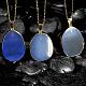 Natural Agate Oval Pendant Necklaces NJEW-BB00057-01-3